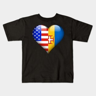 Half American Half Madeiran - Gift for Madeiran From Madeira Kids T-Shirt